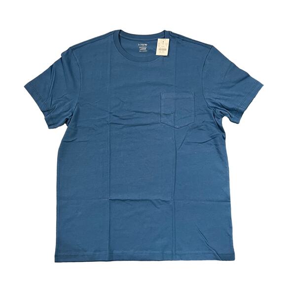 NWT J. Crew Deep Blue Washed Jersey Crewneck Pocket Tee - Picture 1 of 9